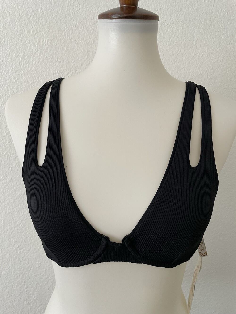 Becca Swim Bikini Top Ribbed Cut Out Swimwear
